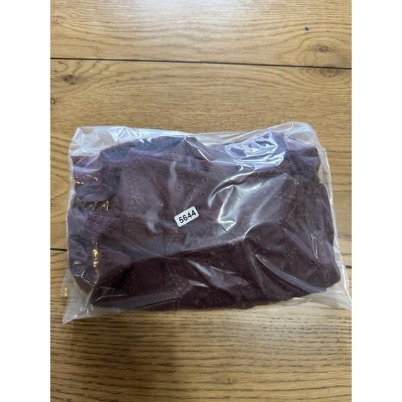 Old Navy Top Women Small Maroon Embroidered Eyelet Long Sleeve Peasant Boho - Picture 14 of 14